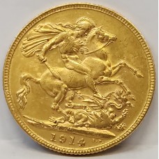 AUSTRALIA 1914 . ONE 1 SOVEREIGN . MELBOURNE . GOLD